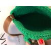 Kép 4/4 - Kézzel készített horgolt zöld kerek táska műbőr füllel