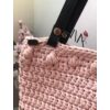 Kép 2/2 - Kézzel készített rózsaszín-fekete táska műbőr füllel