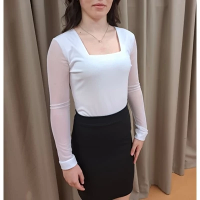 VIA szögletes nyakú felső hosszú necc ujjal