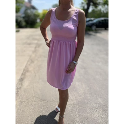 Derékban gumírozott ujjatlan ruha