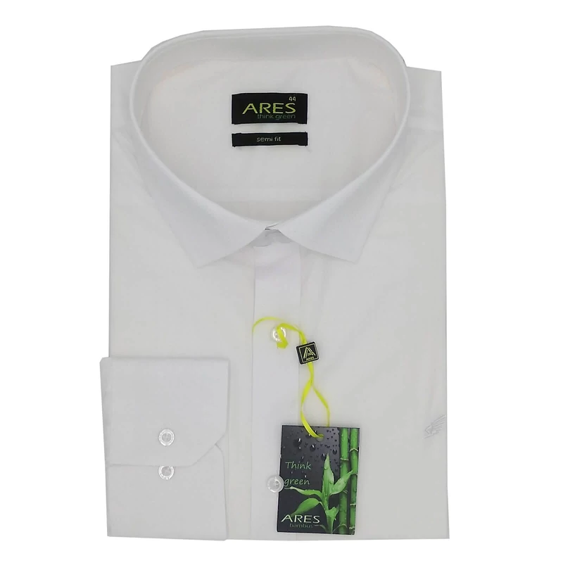 Ares fehér hosszúujjú bambusz ing slim fit