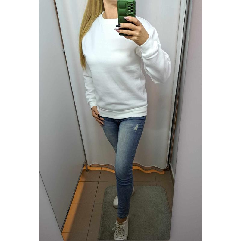 Unisex kereknyakú pulóver fehér