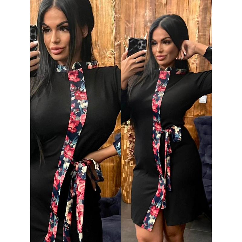 Dressbyritual fekete-virágos ruha