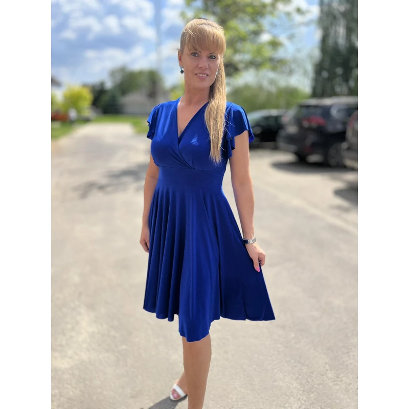Fodros ujjú sellő ruha királykék