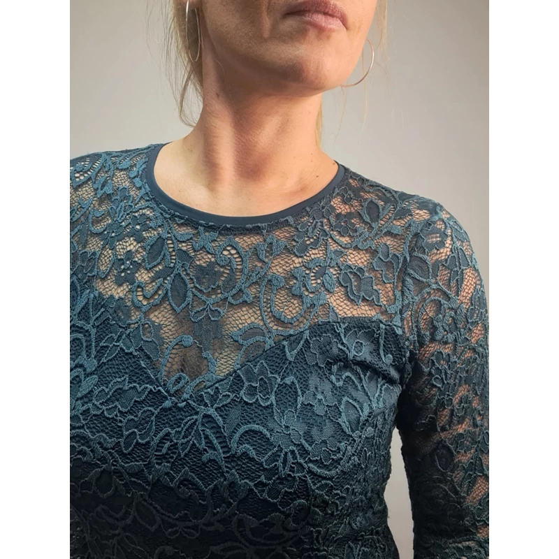 Via Karolina csipkés ruha zöld